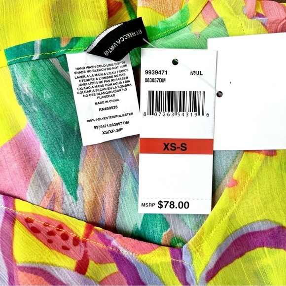 BECCA Sheer Swimsuit Coverup Colorful Floral Kimono Size XS/S - Picture 6 of 7